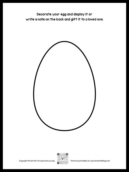 Free printable easter egg template coloring page â the art kit