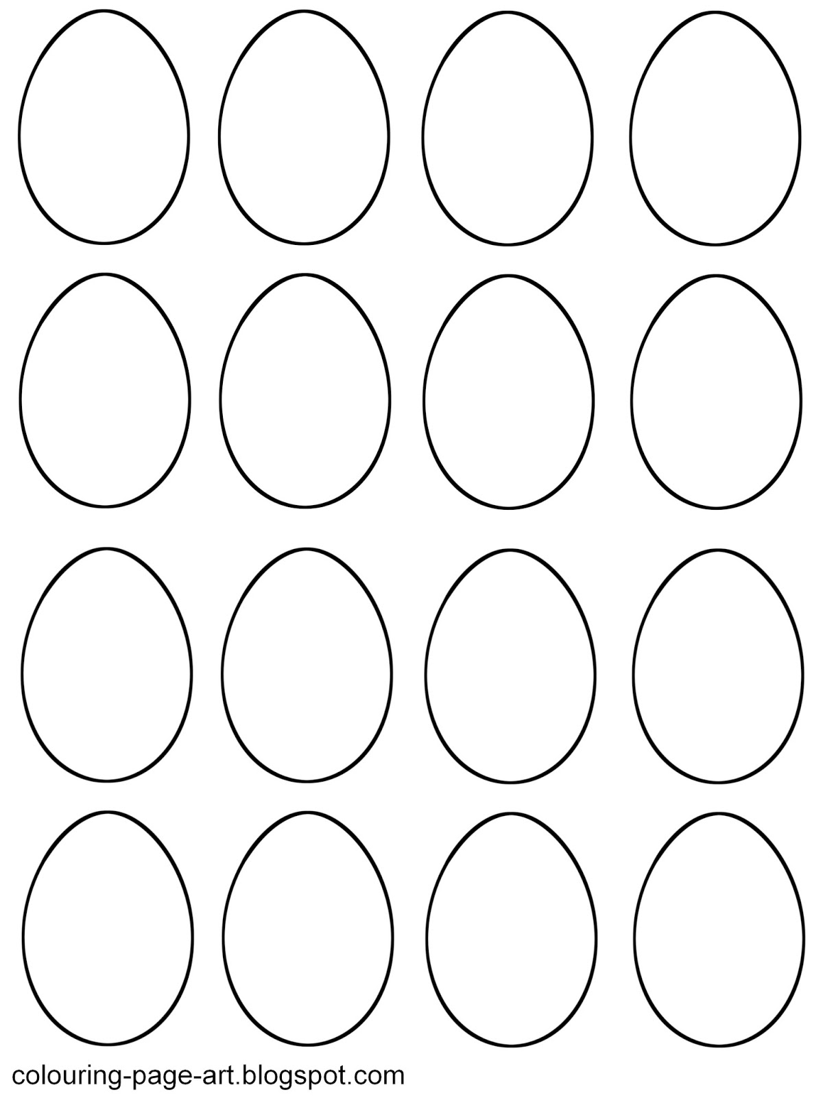 Colouring page art blank easter egg templates