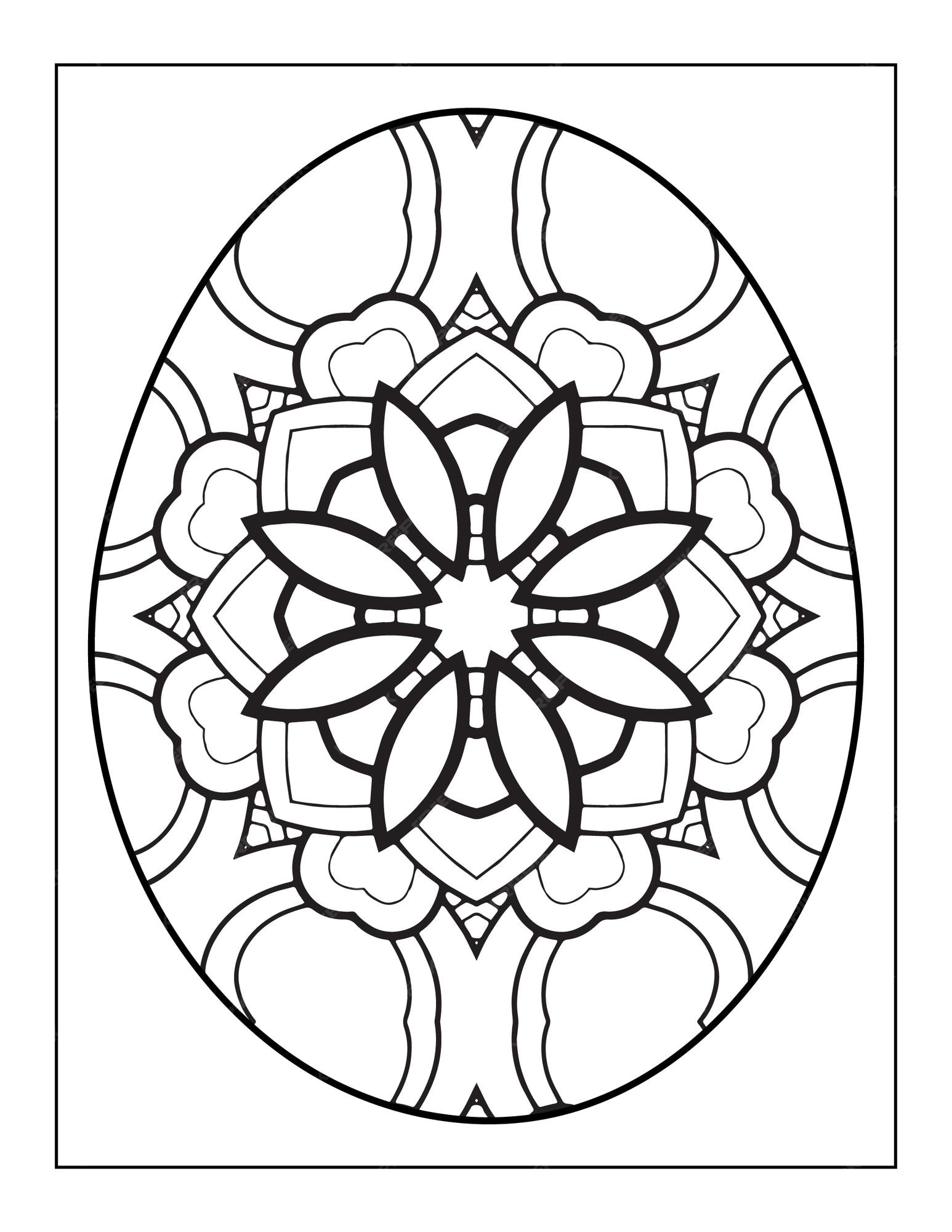 Premium vector easter egg with floral pattern coloring page intricate easter egg coloring page