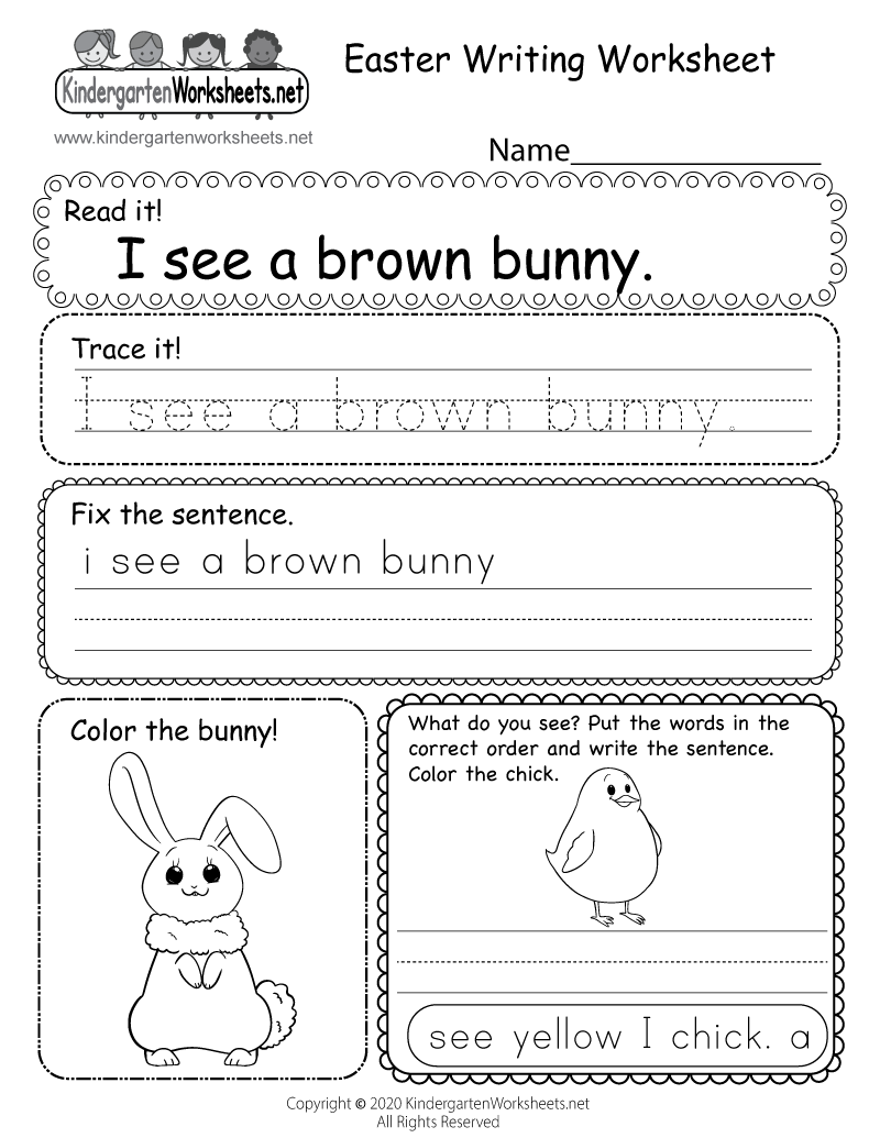 Easter writing worksheet