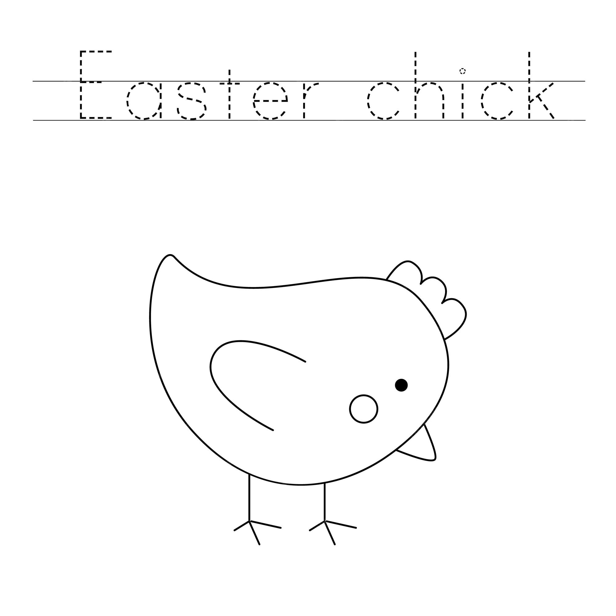 Premium vector trace the letters and color easter chicken handwriting practice for kids