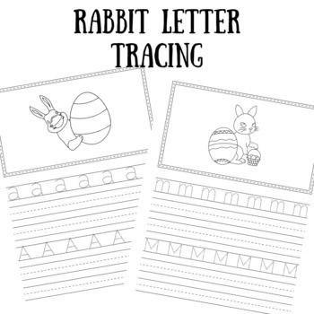 Easter bunny coloring pages and alphabet letter tracing worksheets for kids