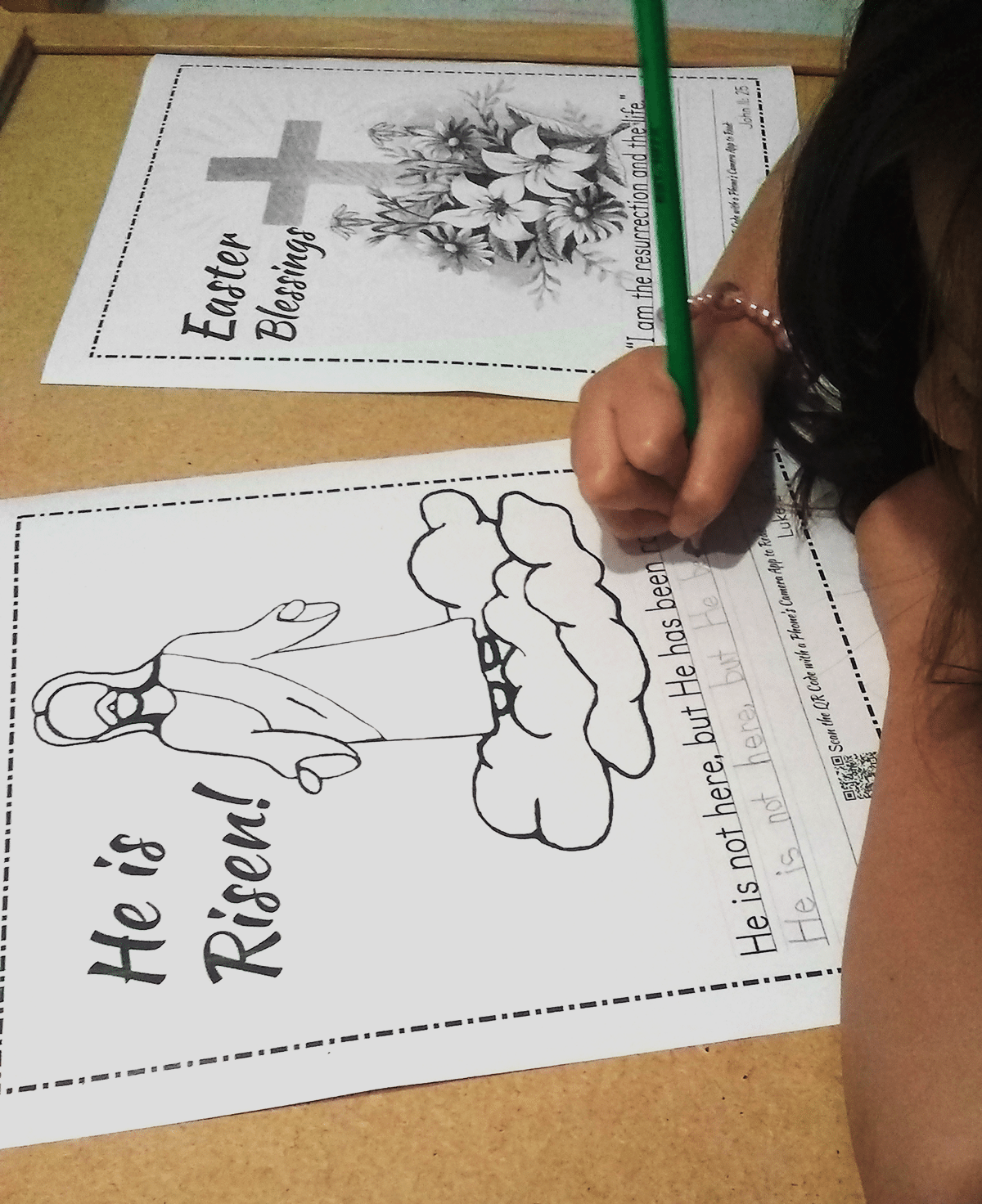 Easter coloring pages and handwriting practice