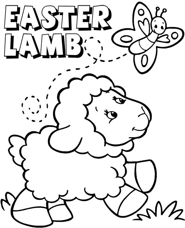 Printable easter lamb and butterfly coloring page easter lamb easter coloring pages easter colouring