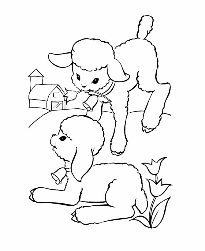 Easter lamb coloring page two little baby lambs on the farm coloring pages kid coloring page christian coloring