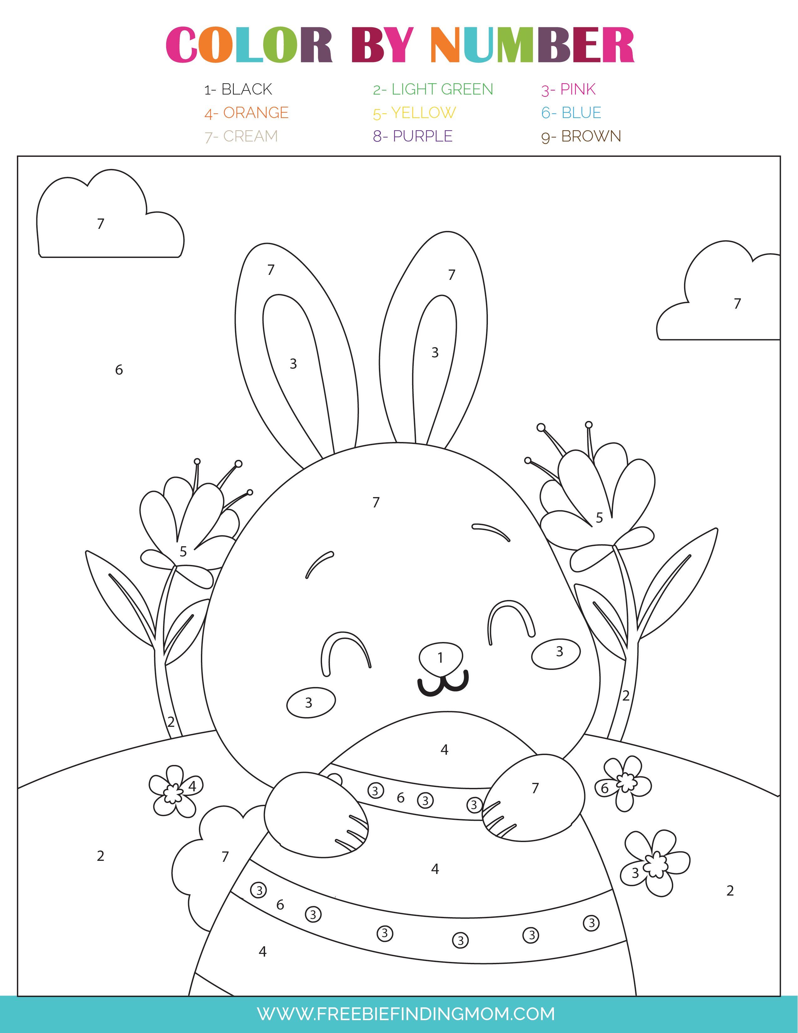 Free easter color by number printables