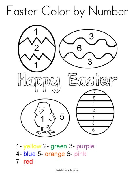 Easter color by number coloring page
