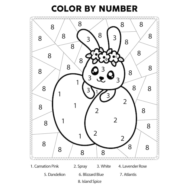 Premium vector easter day color by number coloring page