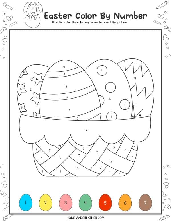 Easter color by number printables homemade heather