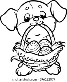 Puppy easter eggs coloring stock