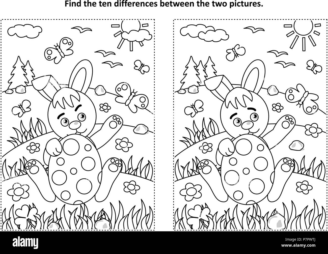 Spot the difference adult puzzle black and white stock photos images