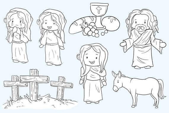 Cute easter story clip art jesus easter story palm sunday resurrection easter clipart easter sublimation