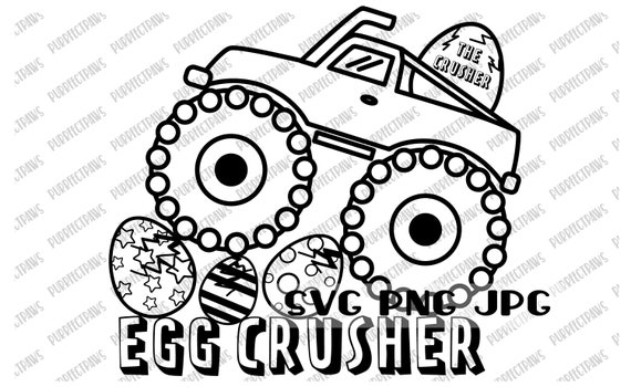Egg crusher coloring svg for kids happy easter easter eggs monster truck coloring page cut file svg png jpg instant download