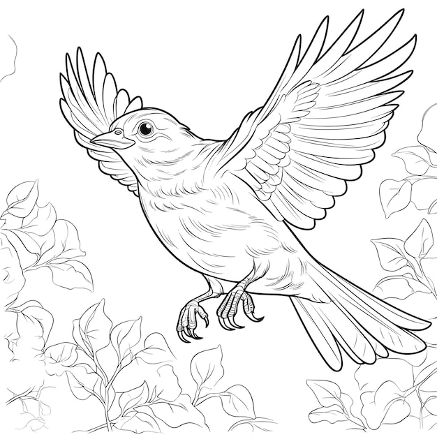 Premium vector hand drawn bird outline illustration cute bird for kids coloring page black and white