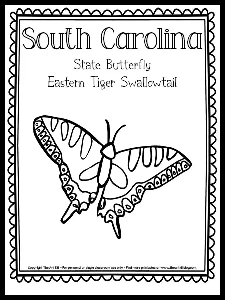 South carolina state butterfly coloring page eastern tiger swallowtail free printable â the art kit