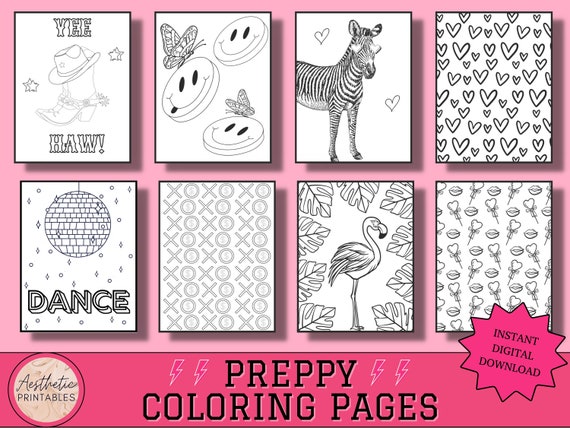 Preppy coloring pages printable easy aesthetic coloring pages pdf teen coloring sheets preppy aesthetic coloring pages for teens