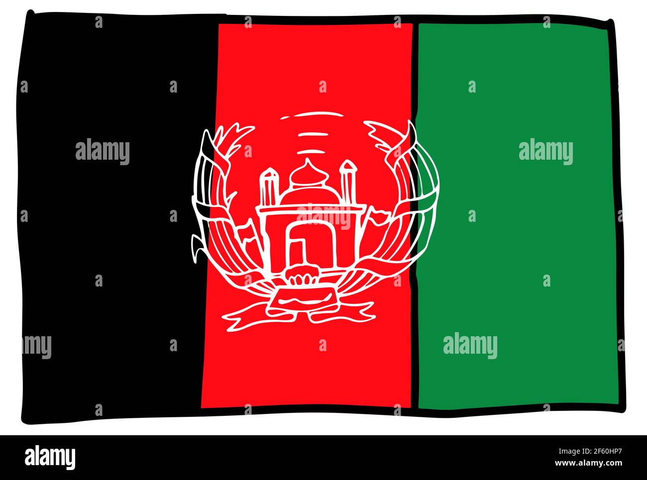 Afghanistan flag doodle hand drawing sketch simple vector illustration stock vector image art