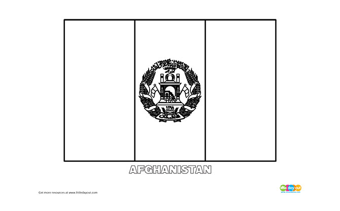 Free afghanistan flag colouring page