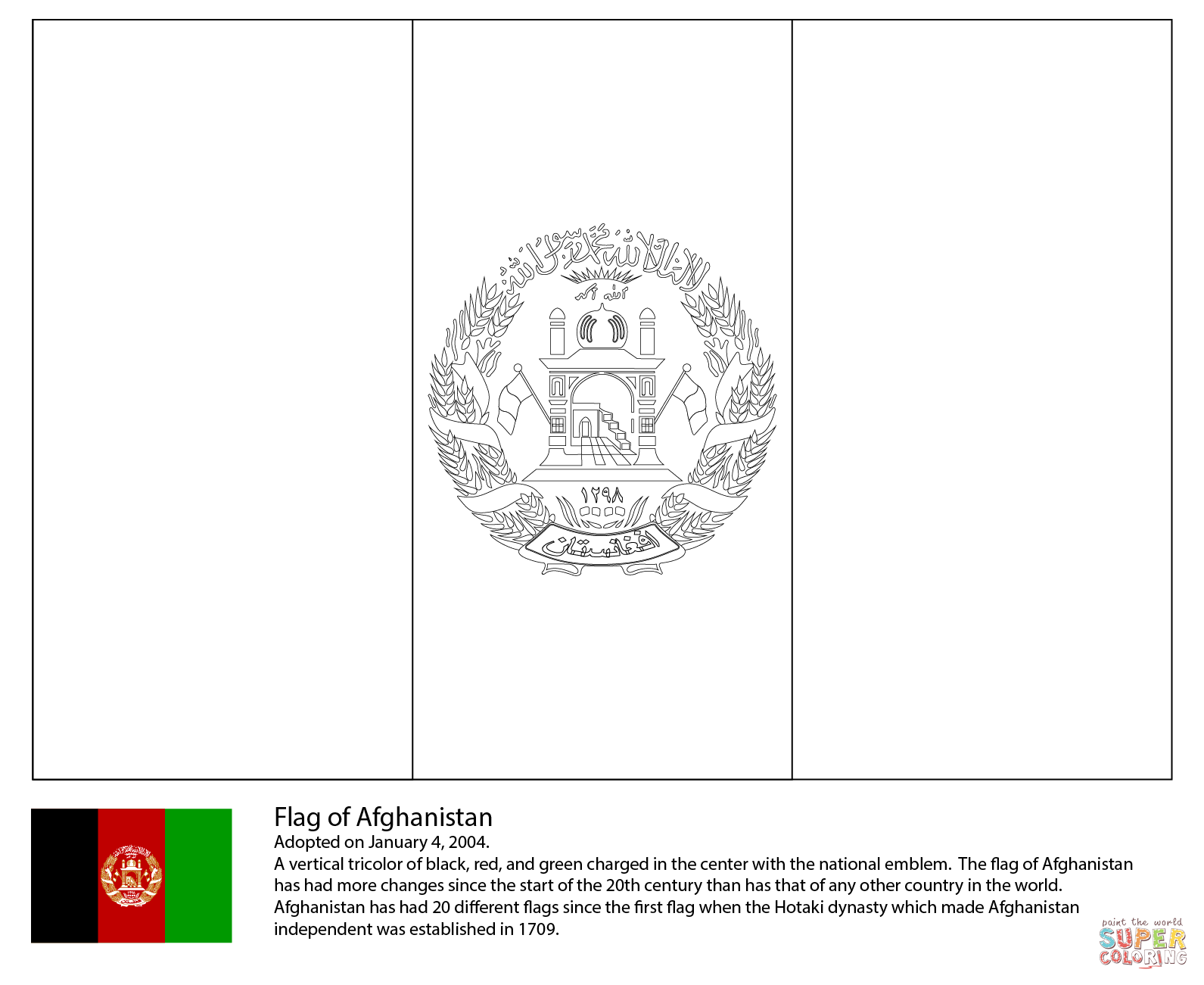 Flag of afghanistan coloring page free printable coloring pages