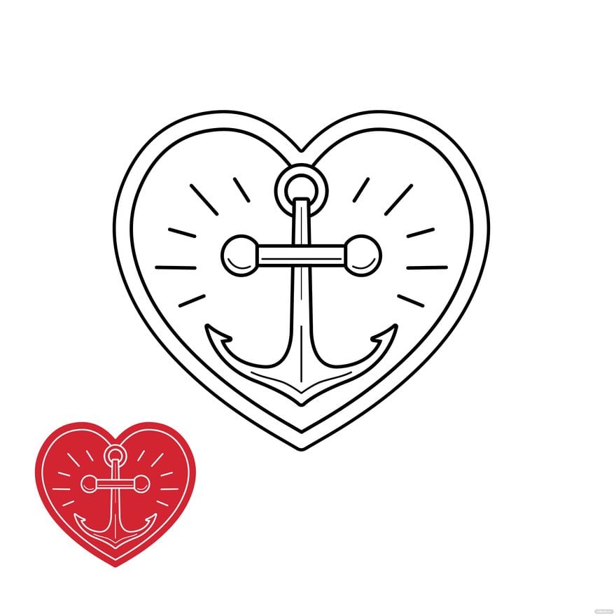 Free anchor heart coloring page