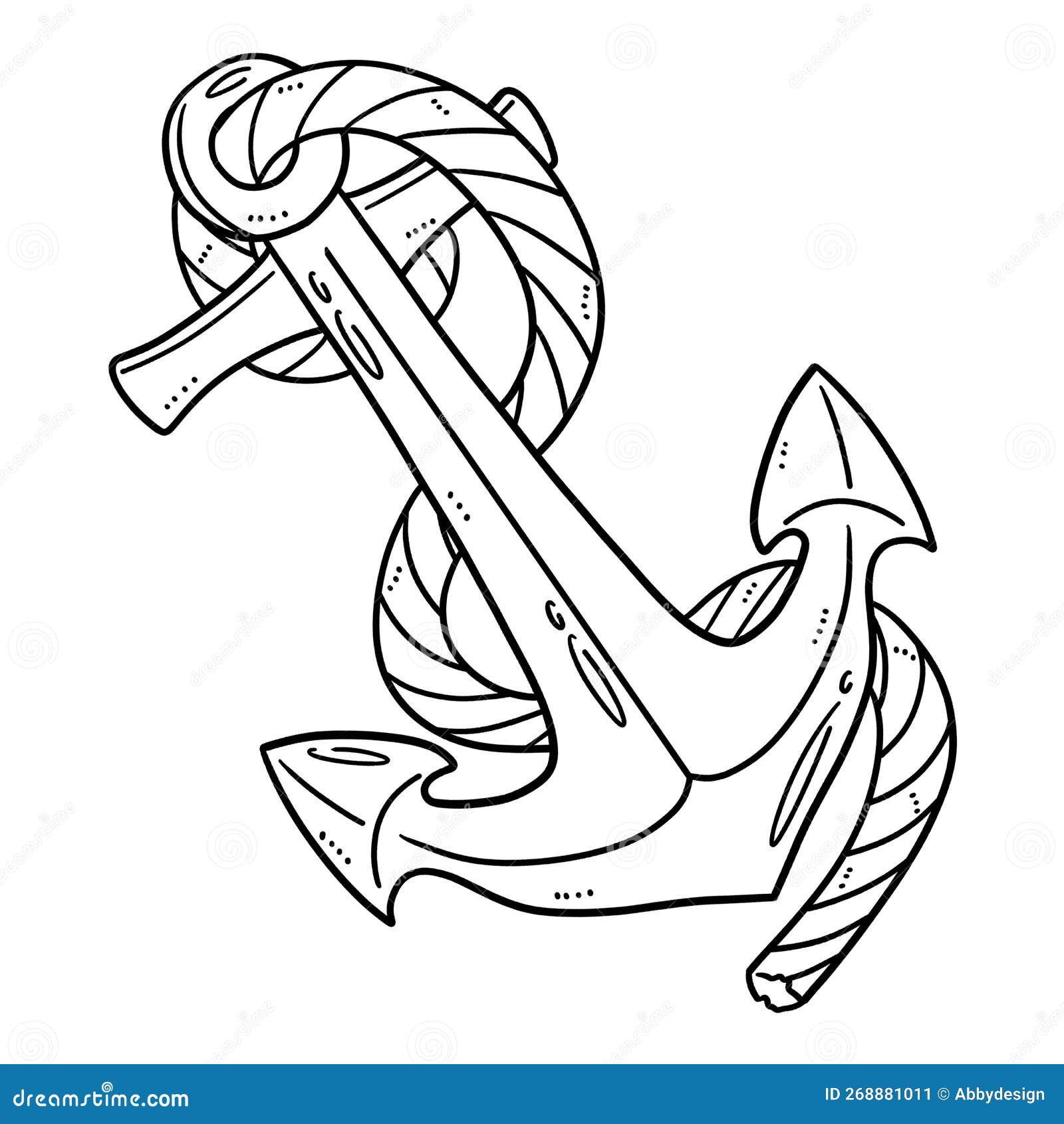 Sea anchor isolated coloring page for kids stock vector