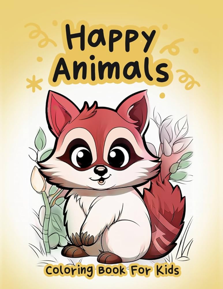 Happy animal coloring book for kids ages