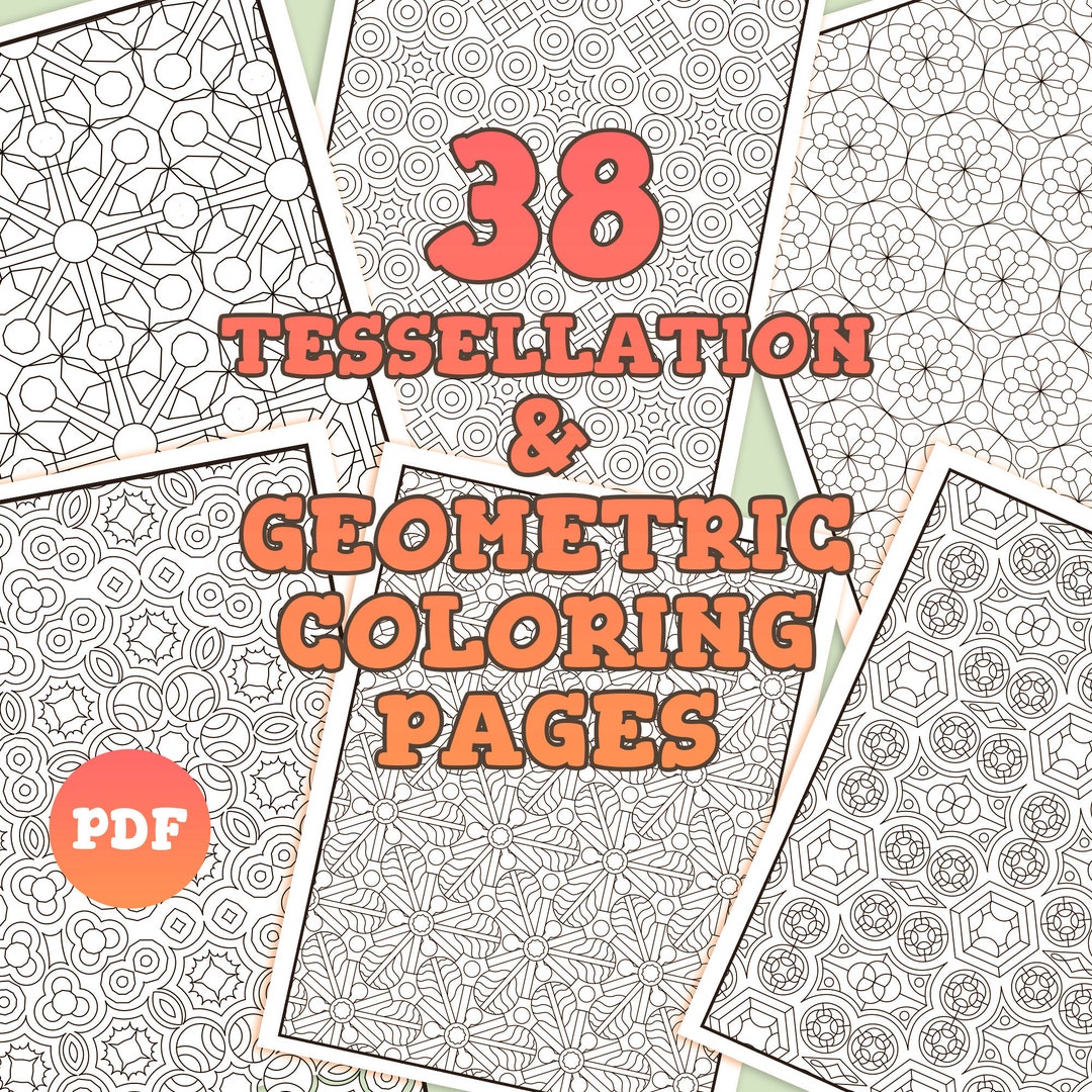 Tessellation geometric coloring pages patterns adult coloring book pdf pdf jpeg files instant download colouring sheets printable