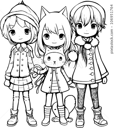 Anime character with black and white coloring