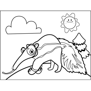Cute anteater coloring page
