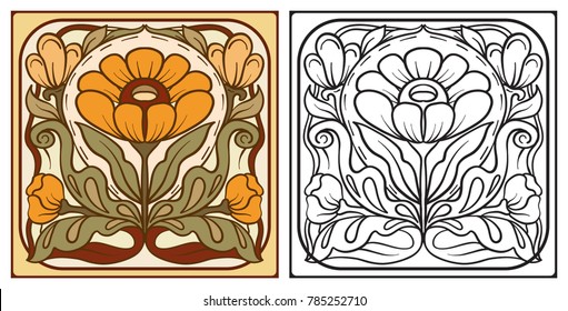 Art nouveau coloring page images stock photos d objects vectors