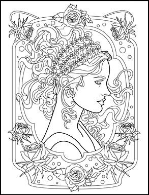 Art nouveau pagine da colorare per adulti disegni da colorare disegni