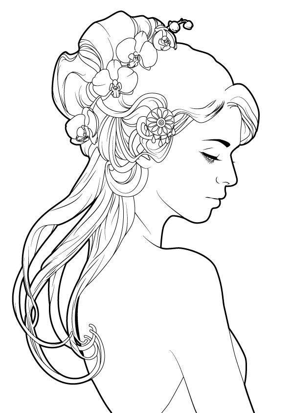 A simple line art inspired from mucha here is the colored piece and the original picture art nouveau illustration art nouveau mucha mermaid coloring pages