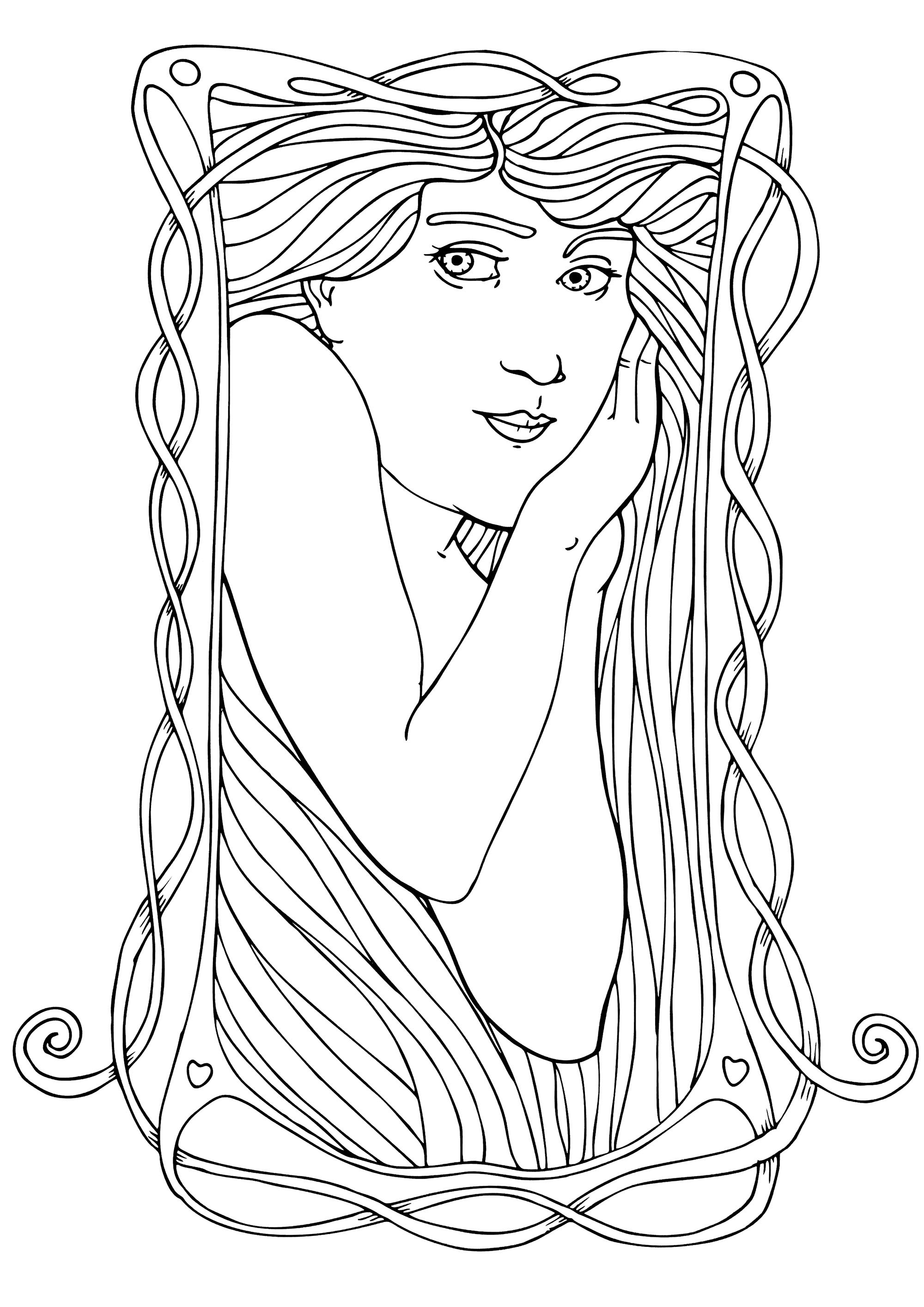 Art nouveau free to color for kids