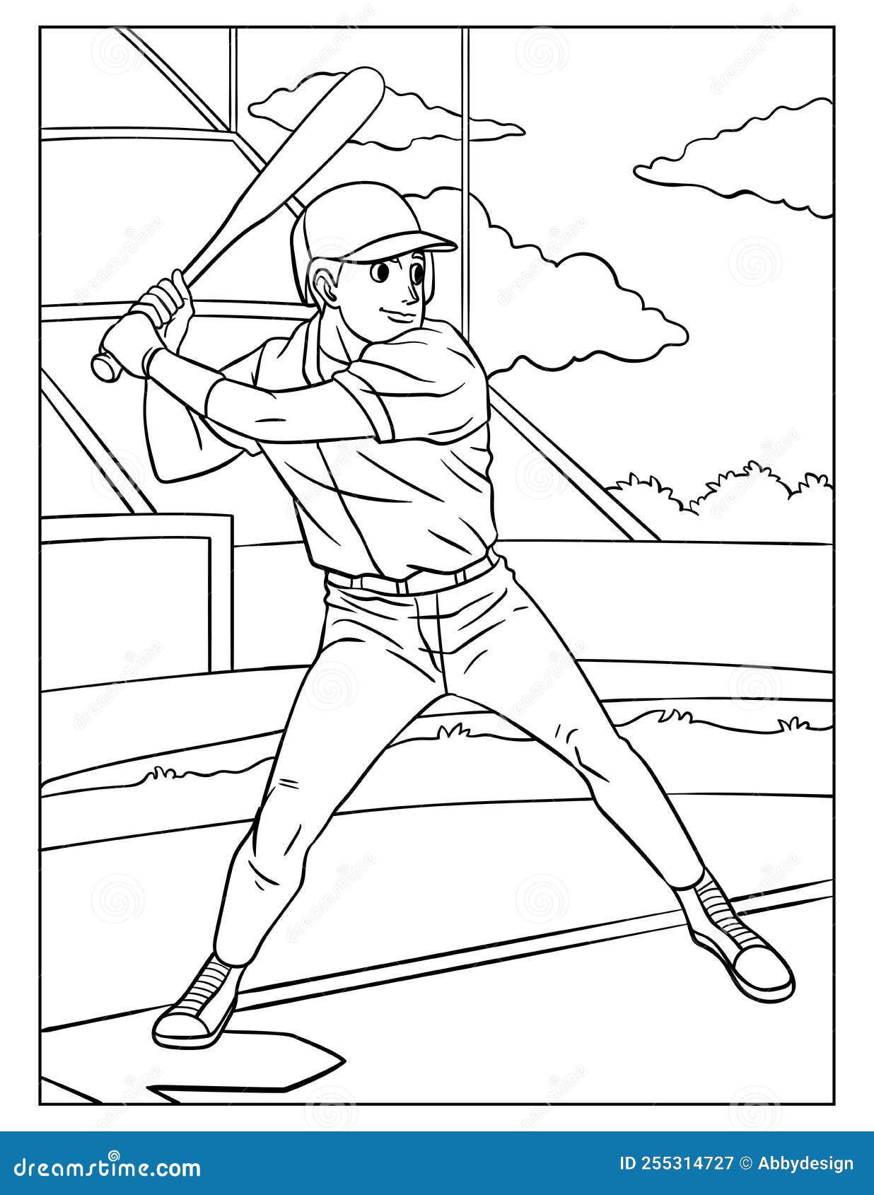Baseball coloring page for kids stock vector