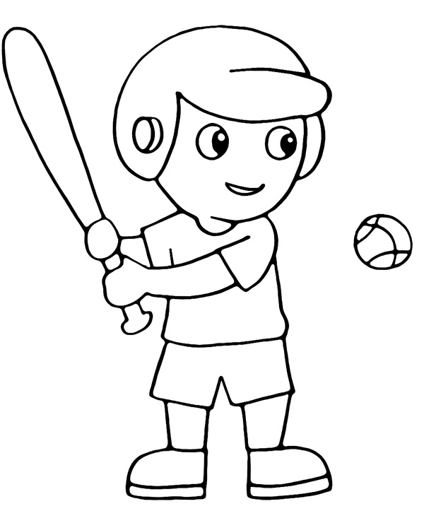 Simple baseball player coloring page
