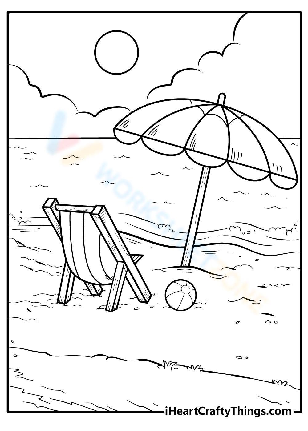 Free collection of beautiful beach coloring pages for kids