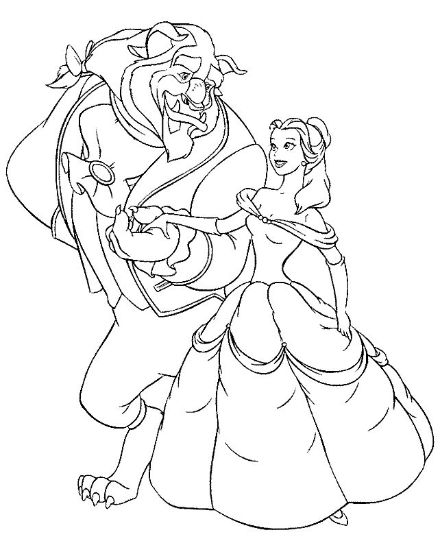 Beauty and the beast coloring pages printable