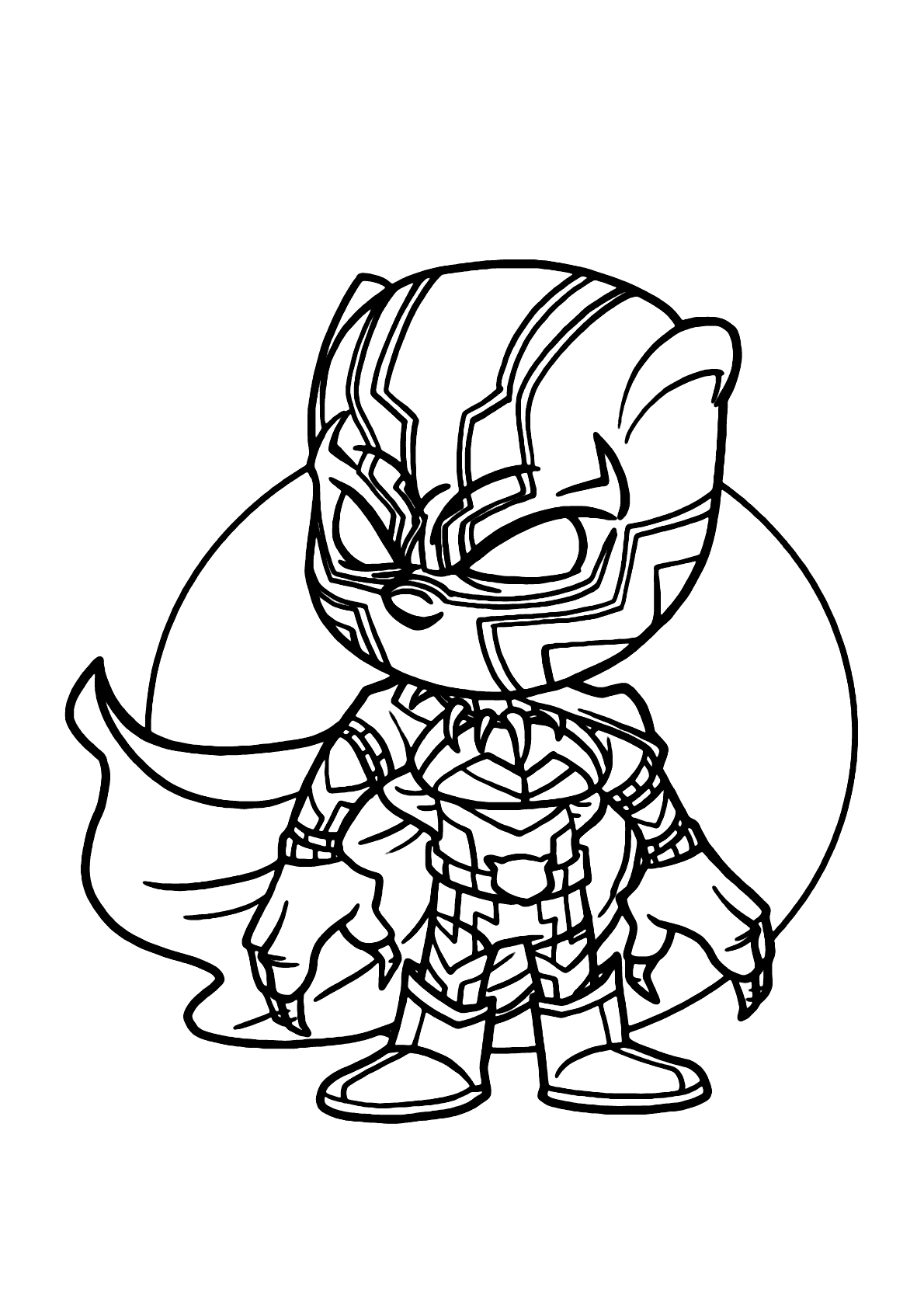 Black panther chibi coloring page