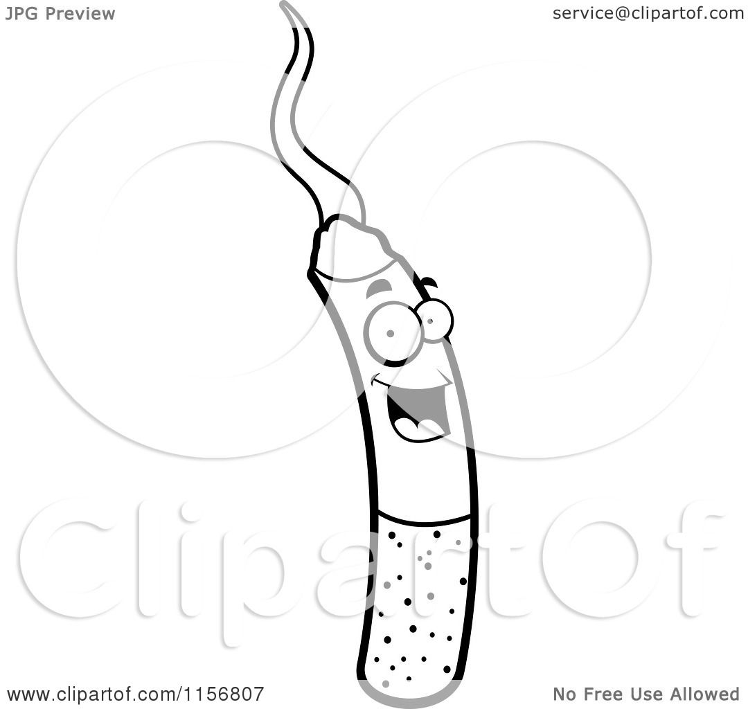 Cartoon clipart of a black and white happy cigarette