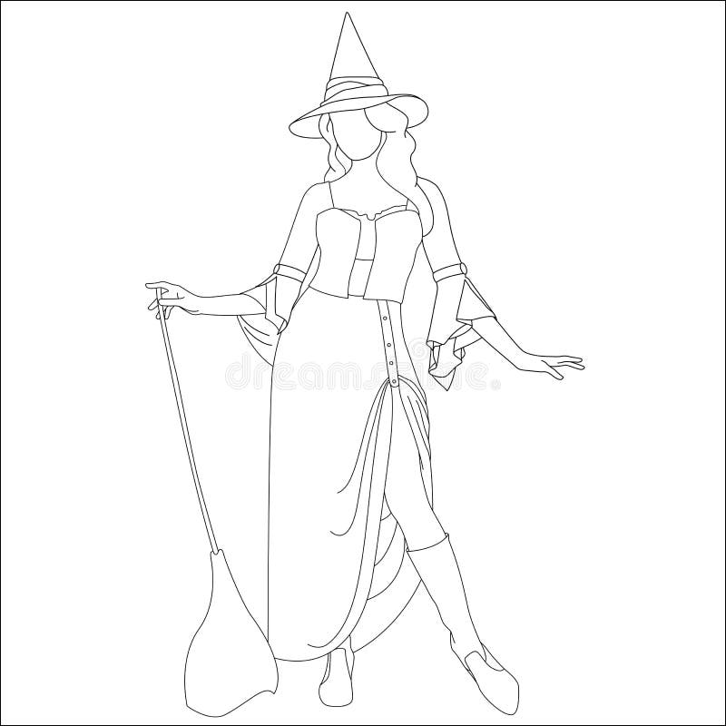 Witch on broom stick