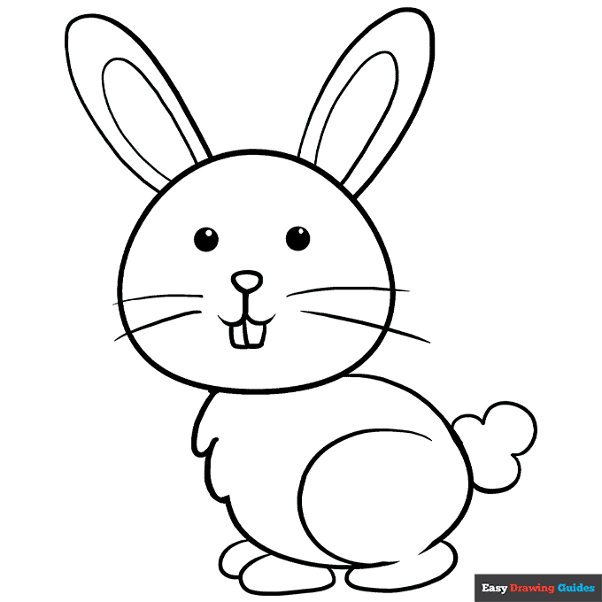 Bunny coloring page easy drawing guides