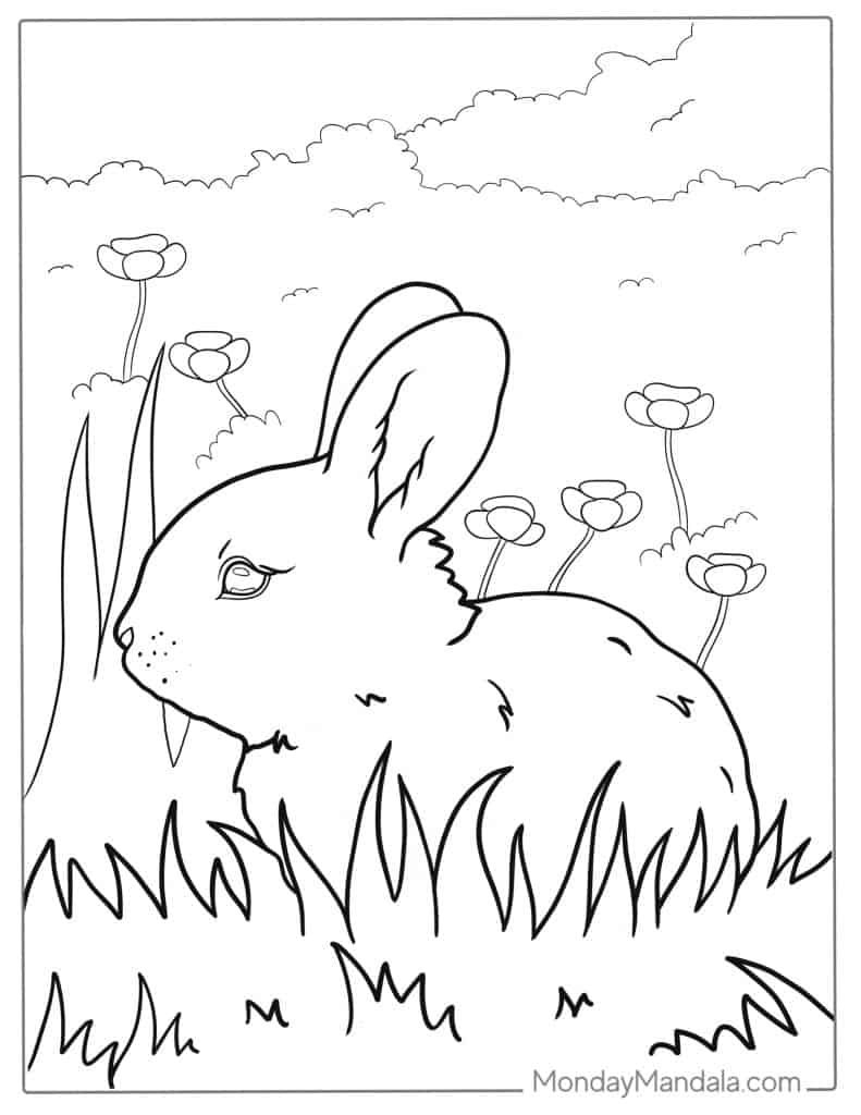 Rabbit coloring pages free pdf printables