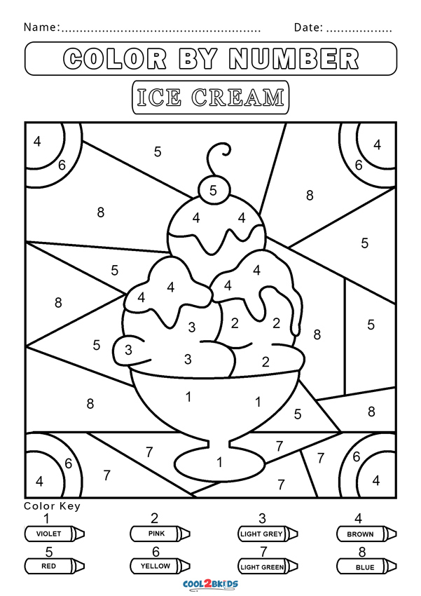 Free color by number worksheets