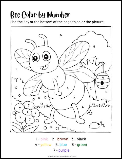 Easy color by number worksheets for kindergarten free easy print