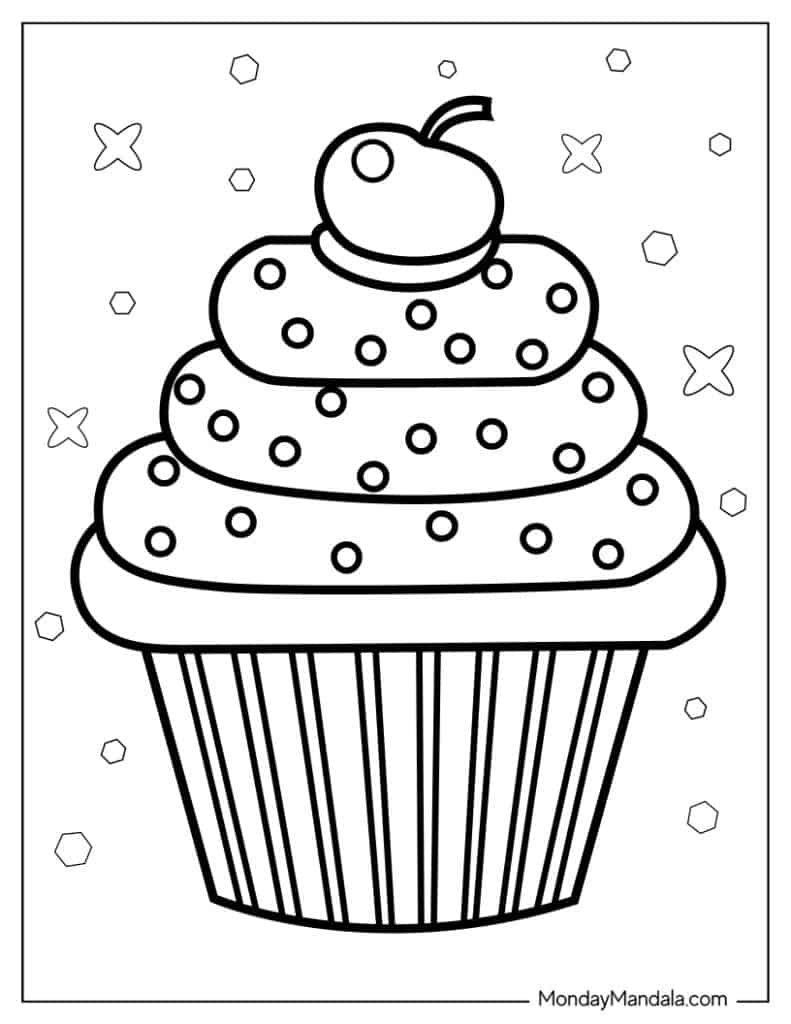 Cupcake coloring pages free pdf printables