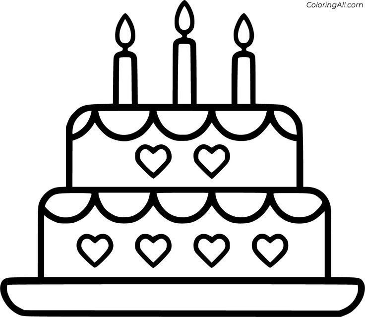 Free printable birthday cake coloring pages in vector format easy to print from any device and automatiâ birthday coloring pages coloring pages cake drawing