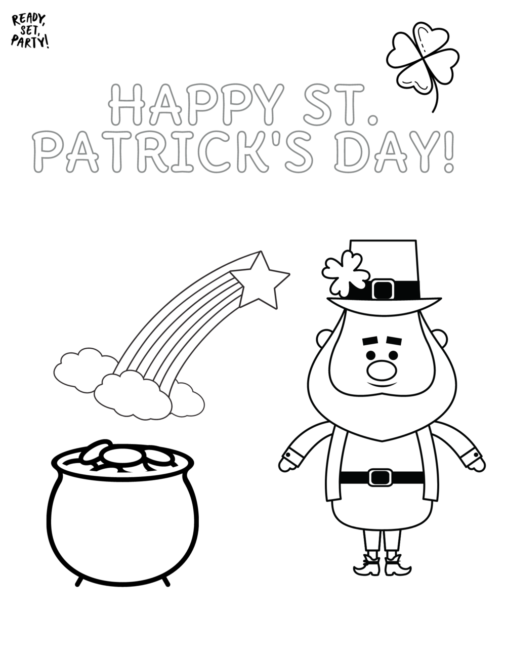 St patricks day coloring pages for kids easy to print coloring activity leprechaun coloring â ready set party