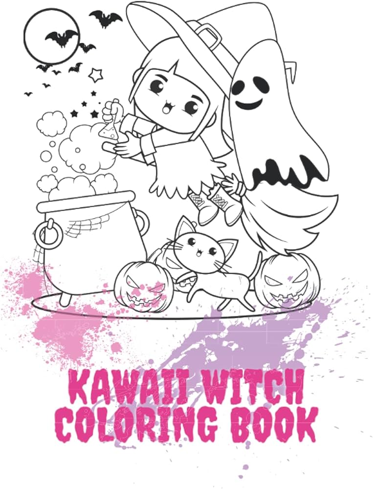 Kawaii witch coloring book easy cute halloween coloring pages for kids and adults store liiksta books