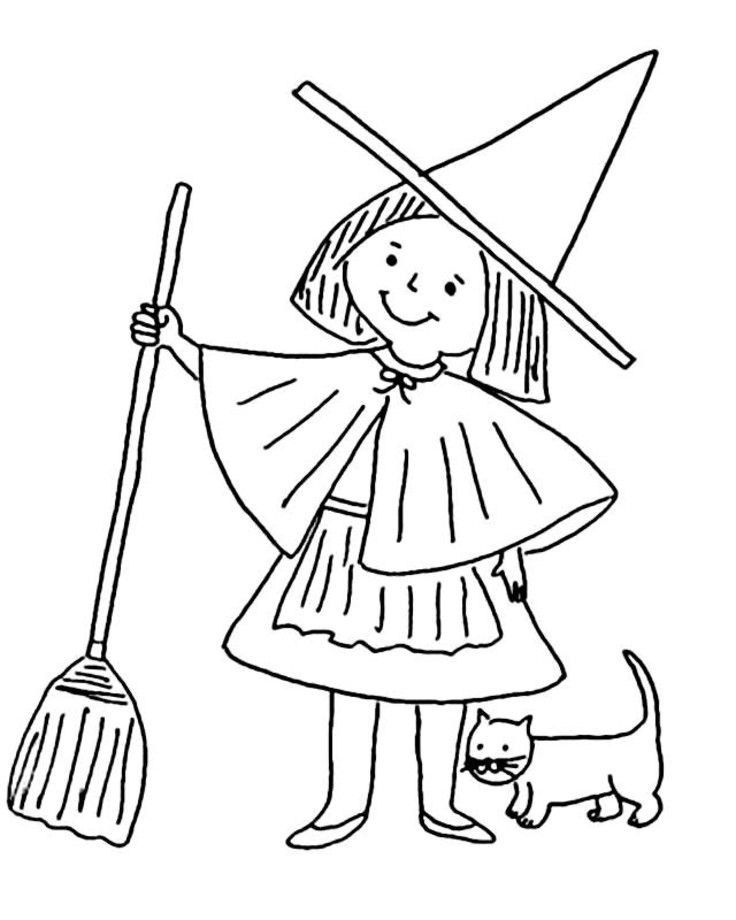 Little witch coloring pages with cat witch coloring pages halloween coloring book cartoon coloring pages