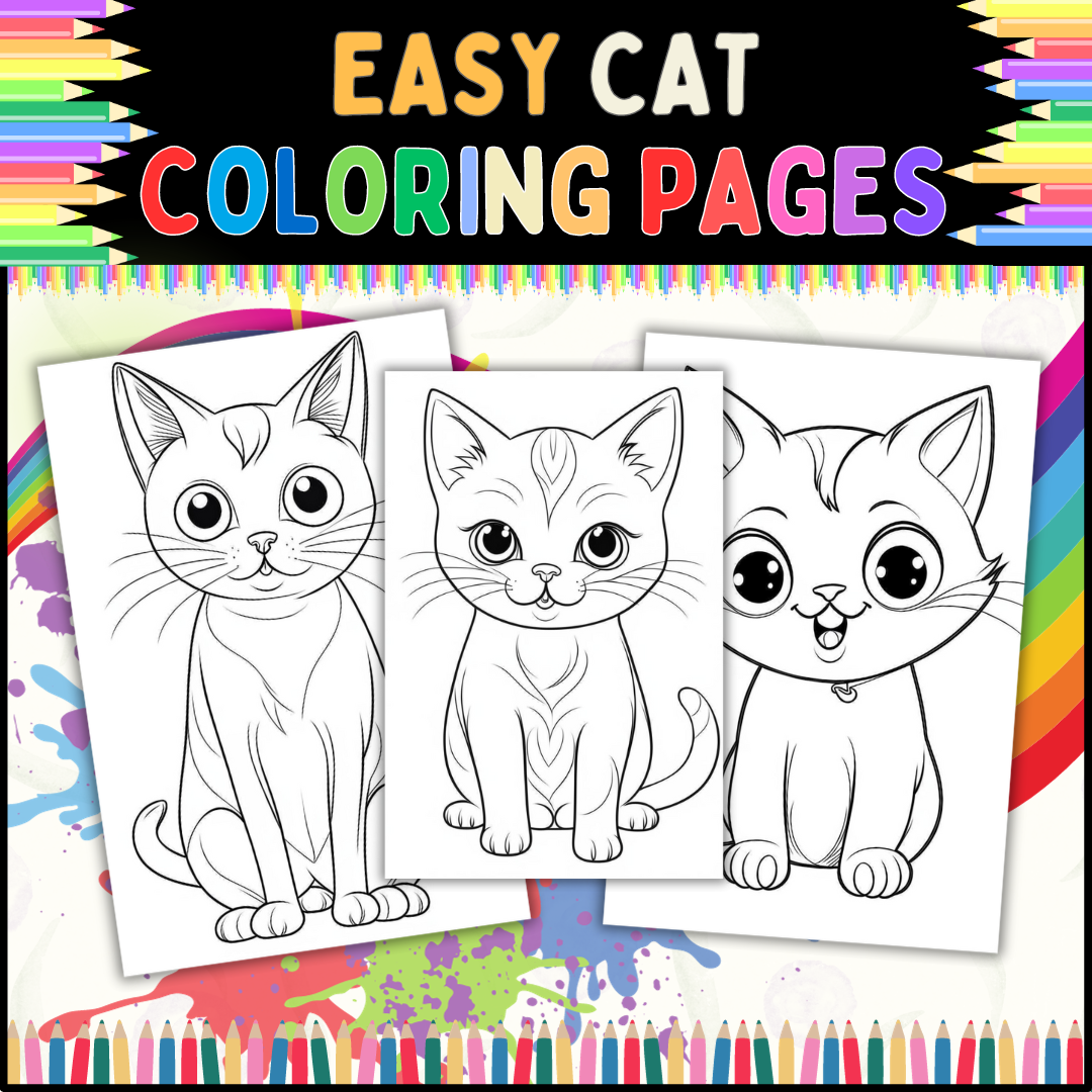 Easy cat coloring pages fun and free coloring pages for kids of all ages made by teachers